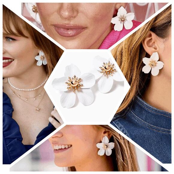 🤍🌺 LILLY PULITZER Oversized White Orchid Flower Earrings NEW WITH GIFT BAG - Picture 17 of 17